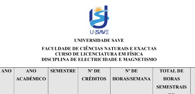 PLANO ANALITICO DE ELECTRICIDADE E MAGNETISMO