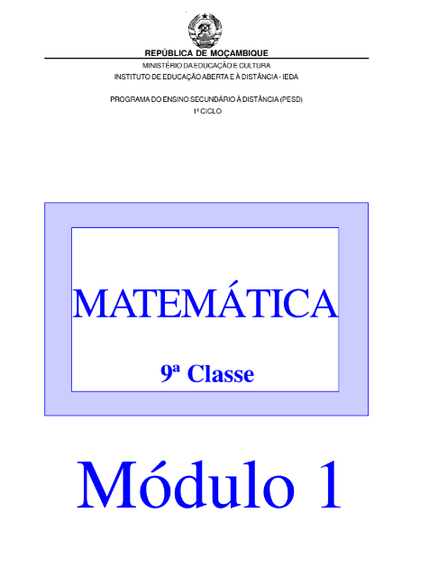 Módulo de Matemática 9ª classe [PESD] Moçambique PDF