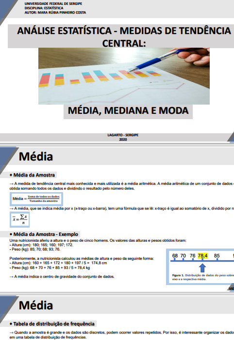 LIVRO ANÁLISE ESTATÍSTICA - MEDIDAS DE TENDÊNCIA CENTRAL