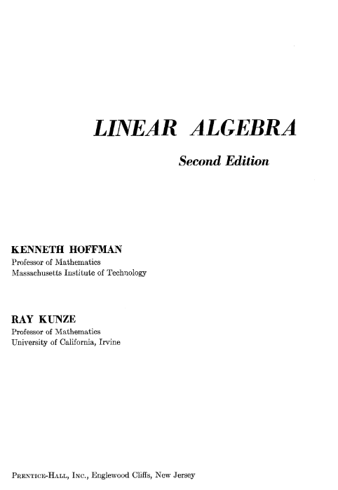 Livro de Álgebra Linear [ Hoffman e Kunze] PDF