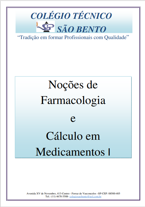 Noções de Farmacologia e Cálculo em Medicamentos I .PDF