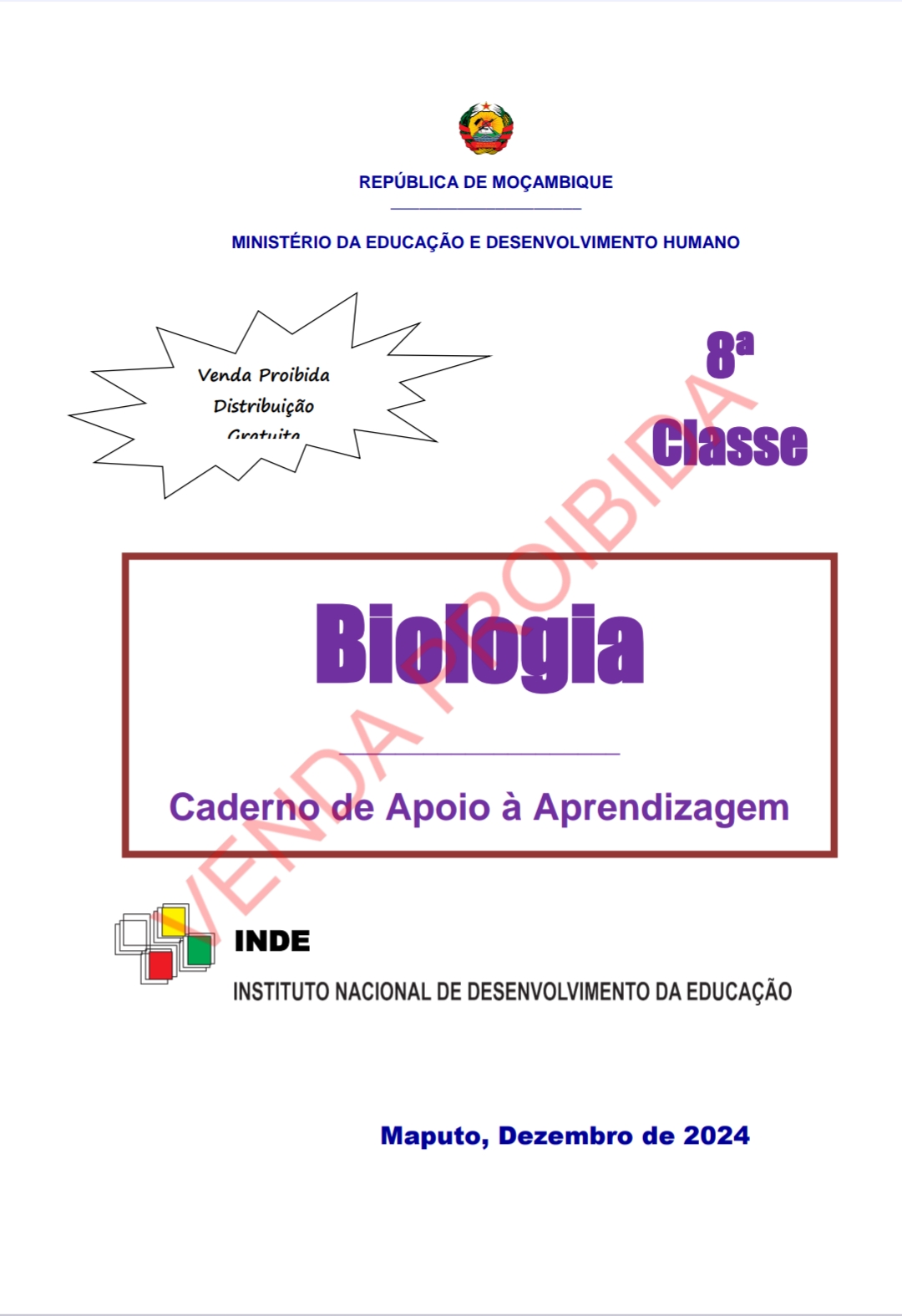 Caderno de Biologia da 8ª Classe – Edição INDE 2024