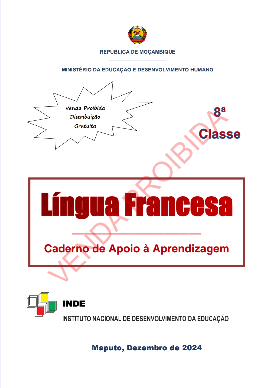 Caderno de Francês da 8ª Classe – Edição INDE 2024