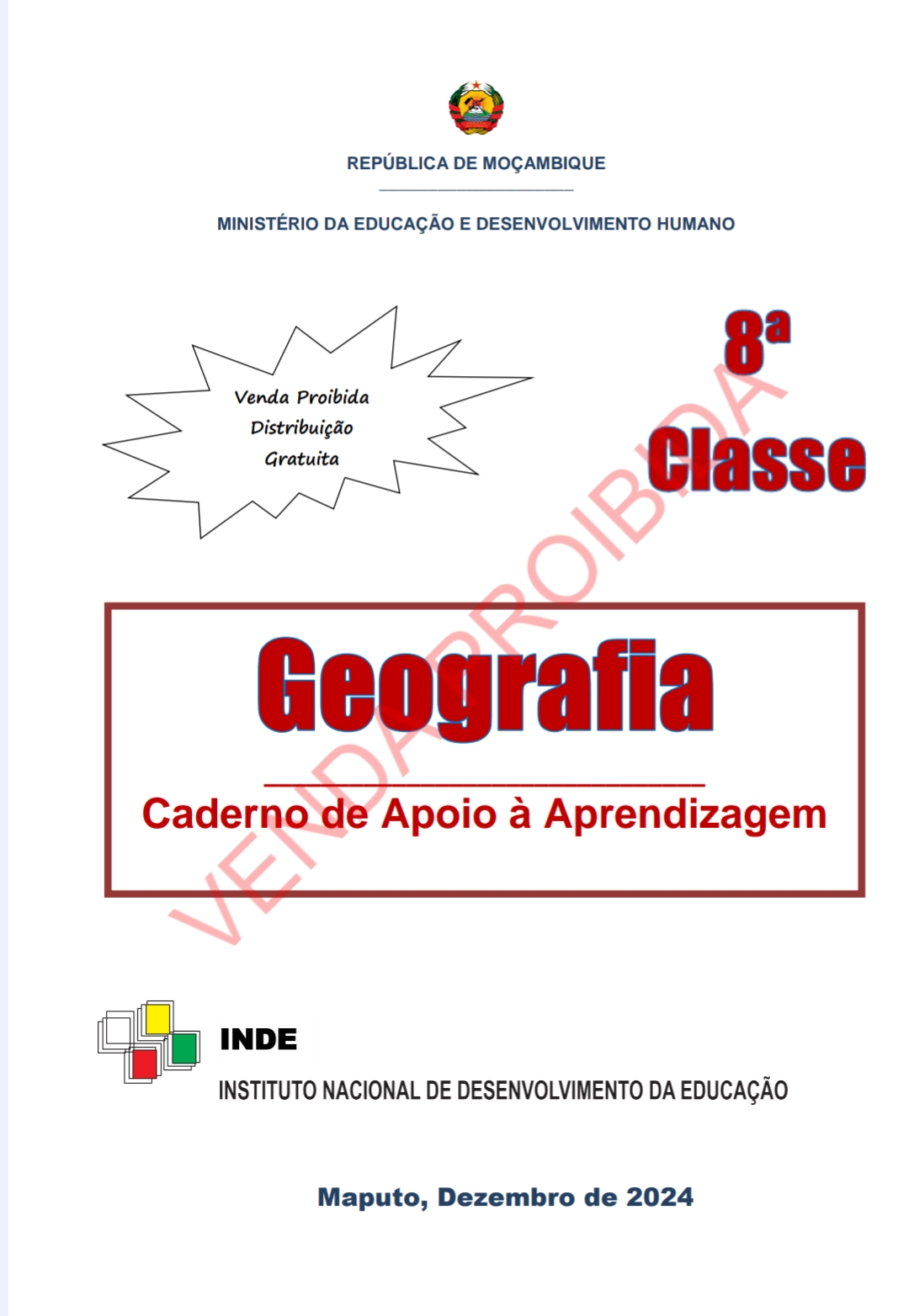 Caderno de Geografia da 8ª Classe – Edição INDE 2024