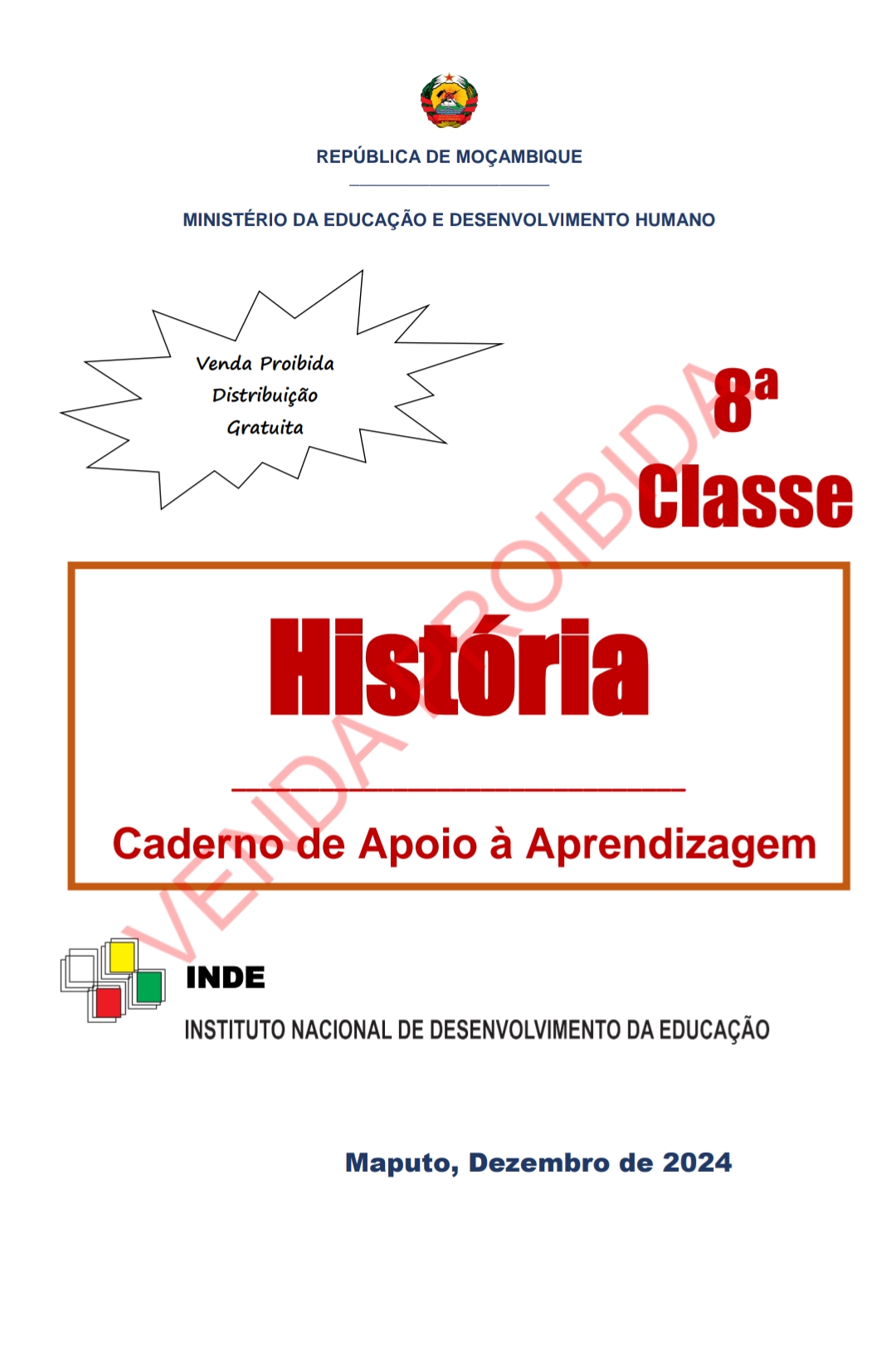 Caderno de História da 8ª Classe – Edição INDE 2024