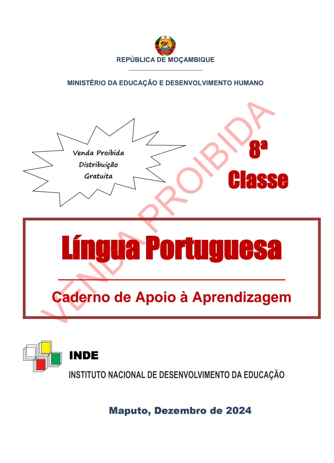 Caderno de Português da 8ª Classe – Edição INDE 2024 em PDF