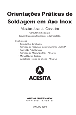 Livro "Orientações Práticas de Soldagem em Aço Inox" (ACESITA 1999) - Em PDF