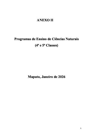 Programa de Ensino de Ciências Naturais da 4ª e 5ª Classe – Moçambique 2026 em PDF