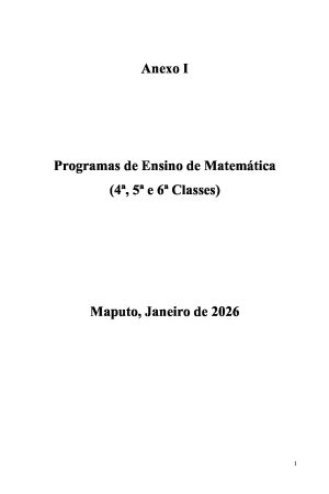 Programa de Ensino de Matemática da 4ª, 5ª e 6ª Classes – Moçambique 2026 em PDF